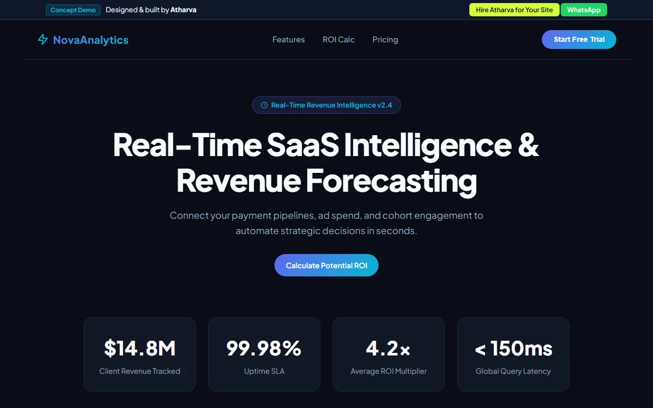 Nova Analytics SaaS Platform Demo on Desktop